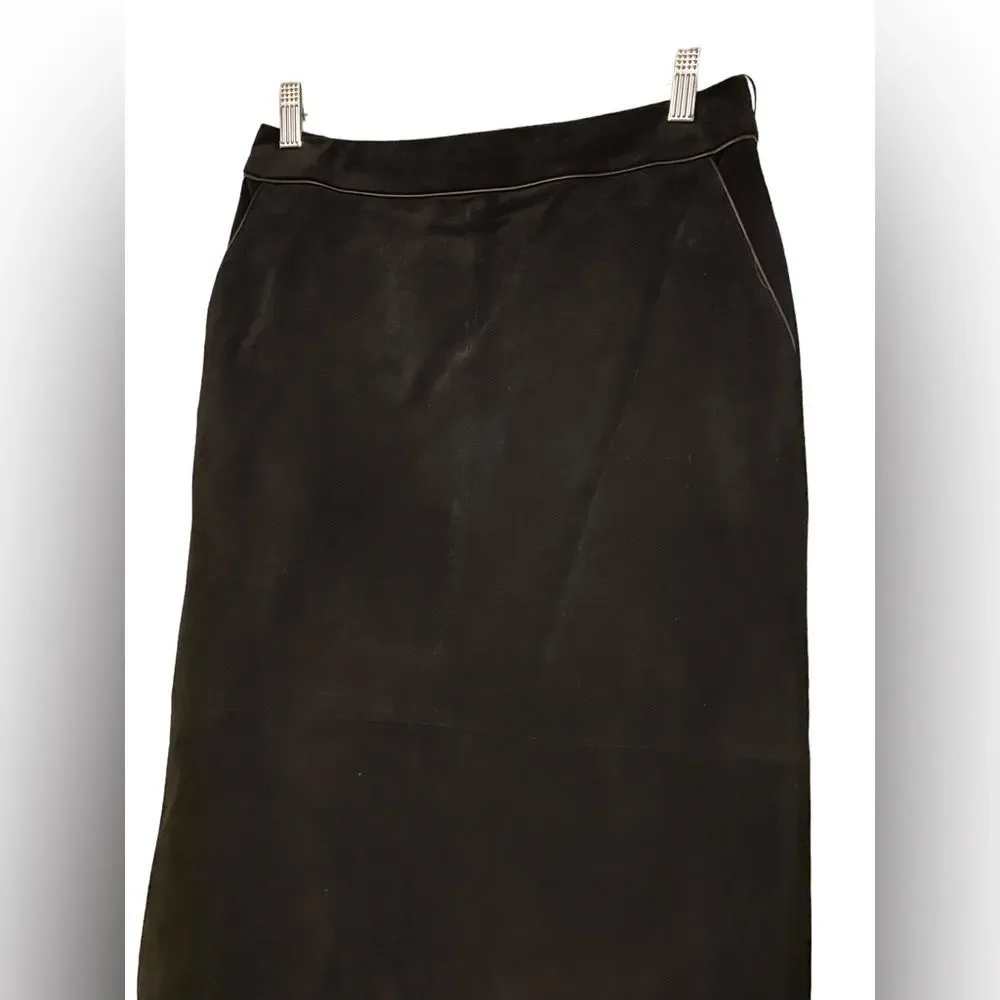 ANN TAYLOR Womens Genuine Leather Black Pencil Skirt- 6 - Picture 2 of 6